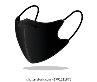 Anti-Dust Black Face Mask Fabric Vector For Running