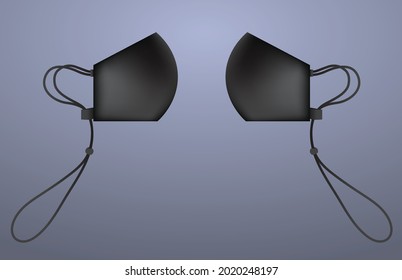 Anti-Dust black Face Mask Fabric Vector For Template.