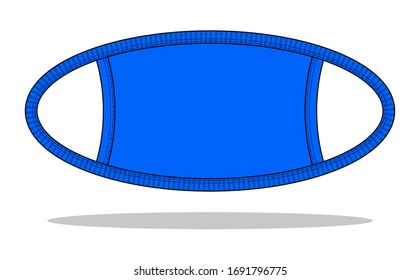 Anti-Dust Blue Face Mask Fabric Vector For Template.