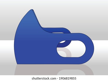 Anti-Dust Blue Face Mask Fabric Template On White Background Vector