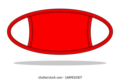 Anti-Dust Flat Red Face Mask Fabric Vector For Template