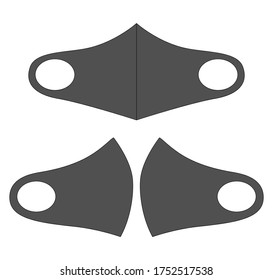 Anti-Dust Gray Face Mask Fabric With Front And Side Views Vector