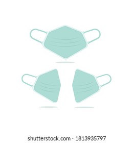 Anti-Dust green Face Mask Fabric Vector For Template.