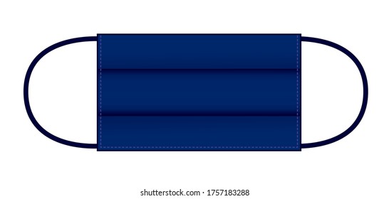 Anti-Dust Navy Blue Face Mask Fabric With 3 Layers Vector For Template.