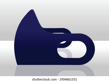 Anti-Dust Navy Blue Face Mask Fabric Template On White Background Vector