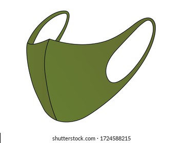 Anti-Dust Olive Green Face Mask Fabric Vector For Running