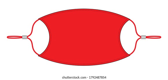 Anti-Dust Red Face Mask Fabric With Stopper Vector.