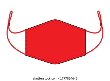 Anti-Dust Red Face Mask Fabric With Stopper Vector