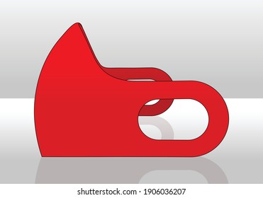 Anti-Dust Red Face Mask Fabric Template On White Background Vector