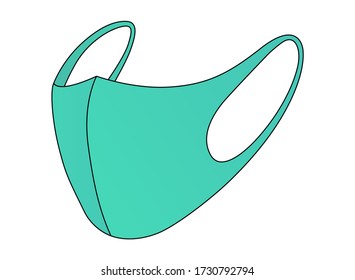 Anti-Dust Turquoise Face Mask Fabric Vector For Running