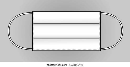 Anti-Dust White Face Mask Fabric Vector For Template.