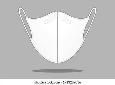 Anti-Dust White Face Mask Fabric Vector For Template