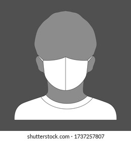 Anti-Dust White Mask Face Fabric Vector For Children