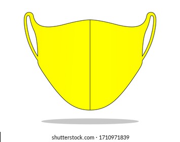 Anti-Dust Yellow Face Mask Fabric Vector For Running