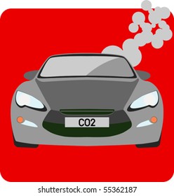Anti-Ecological Concepts #2: Road Traffic - Car gasoline, while emitting exhaust fumes.