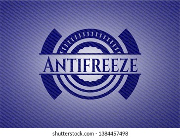Antifreeze emblem with jean texture. Vector Illustration. Detailed.