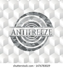 Antifreeze grey emblem. Retro with geometric cube white background