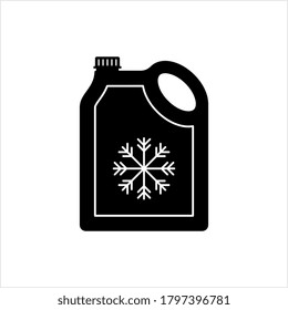 Antifreeze Icon, Water Based Liquid Freezing Point Lowering Additive Vector Art Illustration
