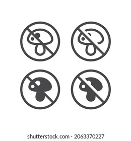 Antifungal Black Vector Prohibition Sign. No Picking Mushrooms Icon.