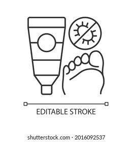 Antifungal Cream Linear Icon. Fighting Fungal Infections. Skin Condition Treatment. Thin Line Customizable Illustration. Contour Symbol. Vector Isolated Outline Drawing. Editable Stroke