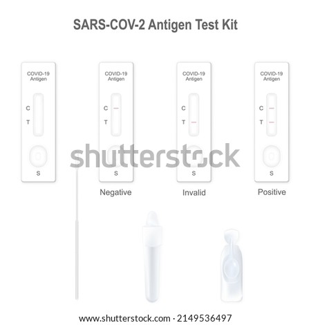 Antigen detection kits (ATK) or Rapid test for COVID-19 isolated on white background, vector illustration.