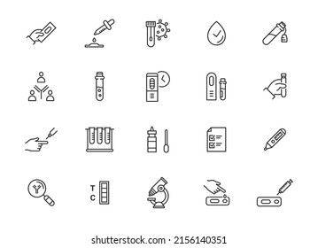 Antigen Rapid Test Diagnostic Line Icon. Antibody Covid Medical Rapid Hand Fast Test Line Icon