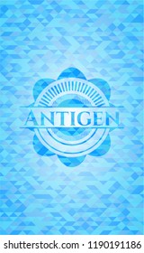Antigen realistic light blue emblem. Mosaic background