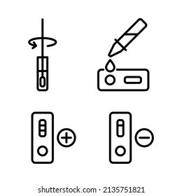Antigen test kit icon. Covid-19 test. Outline style. Vector. Isolate on white background.