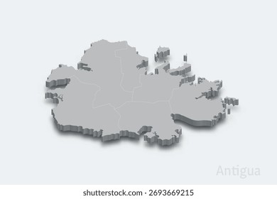 Antígua mapa isométrico 3d com regiões fronteiriças