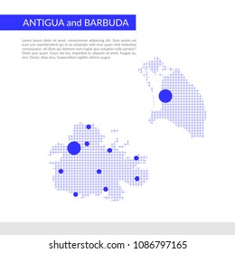 Antigua and Barbuda - abstract infographic map with lines, circles.