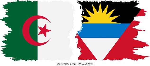 Antigua and Barbuda and Algeria grunge flags connection, vector