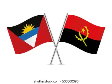 Antigua and Barbuda Angola flags. Vector illustration.