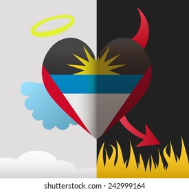Antigua and Barbuda background of a heart half demon half angel
