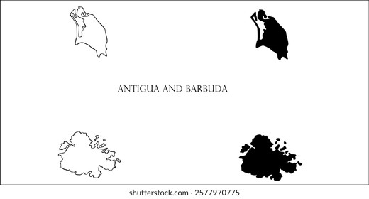 Antigua and Barbuda Blank Map, Antigua and Barbuda Map Outline Vector Images