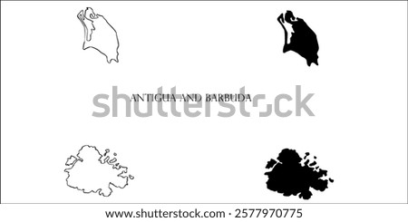 Antigua and Barbuda Blank Map, Antigua and Barbuda Map Outline Vector Images