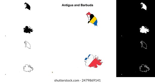 Antigua and Barbuda blank outline map set