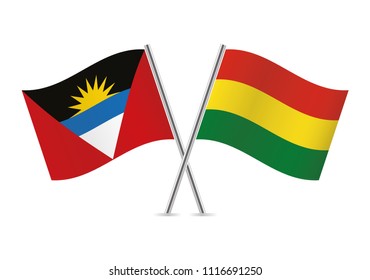 Antigua and Barbuda and Bolivia flags. Vector illustration.