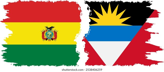 Antigua and Barbuda and Bolivia grunge flags connection, vector