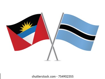 Antigua and Barbuda and Botswana flags.Vector illustration.