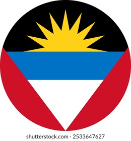 Antigua and Barbuda Circle Flag, Circle Flag of Antigua and Barbuda, Vector Images