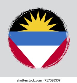 Antigua and barbuda circle grunge flag on button stamp. Vector illustration eps 10.