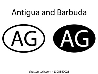 	Antigua and Barbuda country code icon.  Iso code country domain name.   AG  - 	Antigua and Barbuda abbreviated. vector