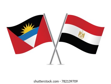 Antigua and Barbuda and Egypt flags. Vector illustration.