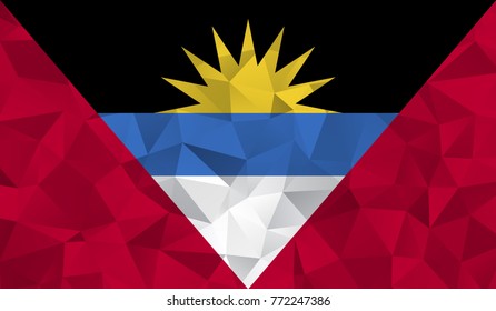 Antigua and Barbuda flag. Abstract Polygon Geometric Shape Background. Vector eps10.