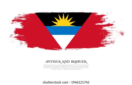 Antigua and Barbuda flag brush concept. Flag of Antigua and Barbuda grunge style banner background