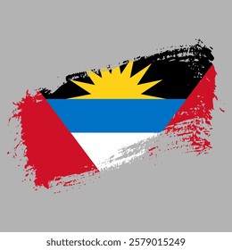 Antigua and Barbuda flag with brush paint textured isolated on grey background, template for banner, promote, design, and business matching country poster, vector illustration 