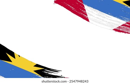 Antigua e Barbuda Bandeira com efeito de pincel Traçado, Grunge escova traçado. Design de bandeira de pintura aquarela.