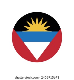 Antigua and Barbuda flag. Button flag icon. Standard color. Circle icon flag. Computer illustration. Digital illustration. Vector illustration.