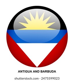 ANTIGUA AND BARBUDA flag button on white background