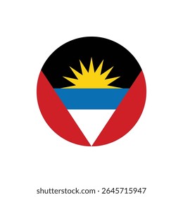 Antigua and Barbuda Flag Button, Round Antigua and Barbuda flag icon, Antigua and Barbuda flag badge Vector